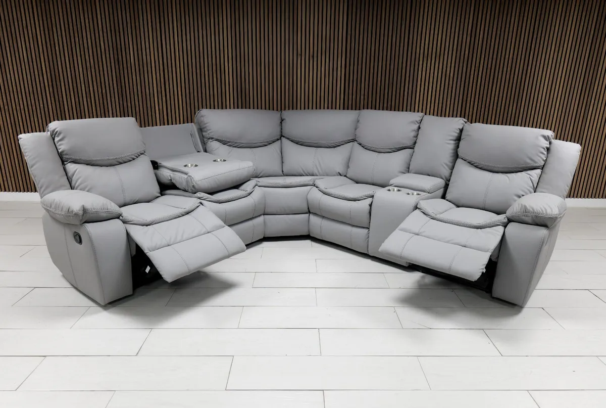 Valerie Leather Recliner Sofa With Console Part - Image 1