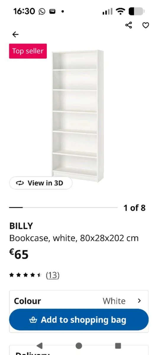 White Billy Bookcase with Extension - Image 2