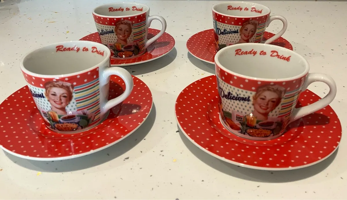 Set of Vintage Kelloggs Cups/Saucers x 4 - Image 1