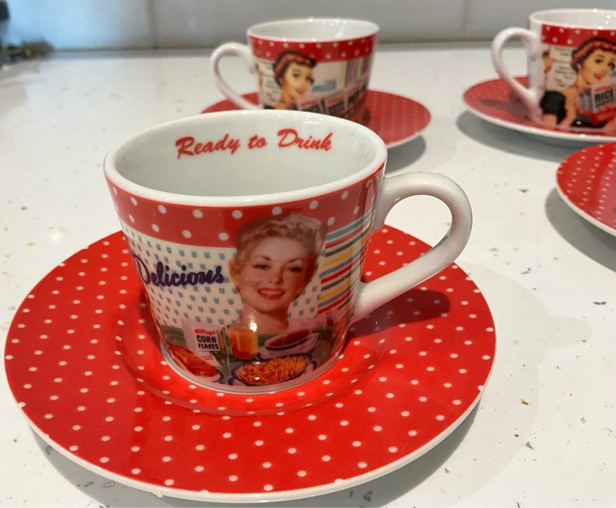 Set of Vintage Kelloggs Cups/Saucers x 4 - Image 3
