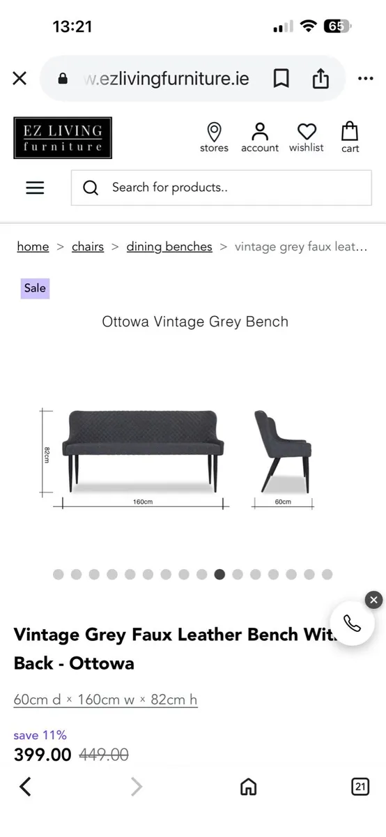 Grey bench seat - Image 4