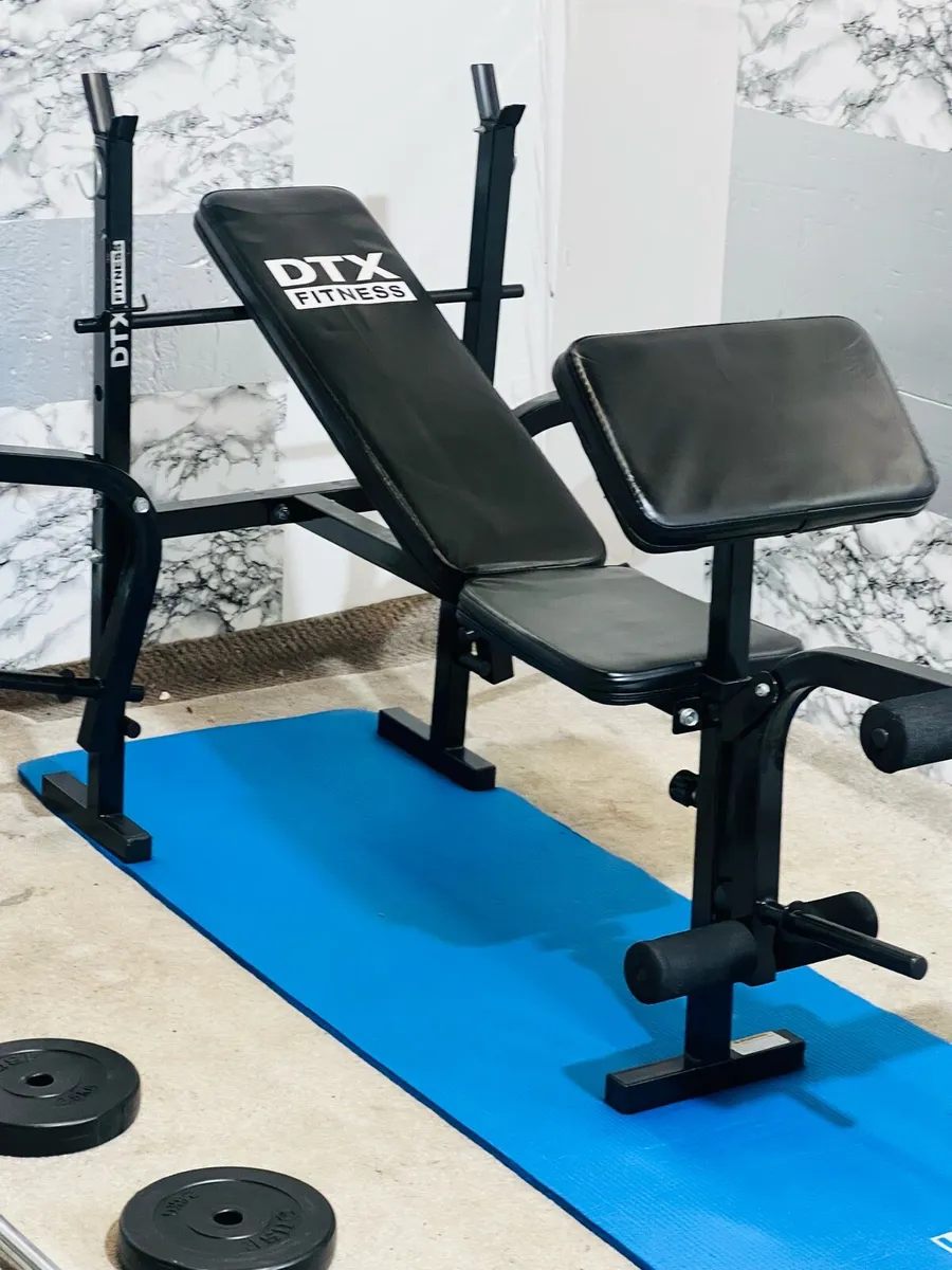 GYM KIT BENCH 50KG WEIGHTS MAT BARBELL DUMBBELLS - Image 3