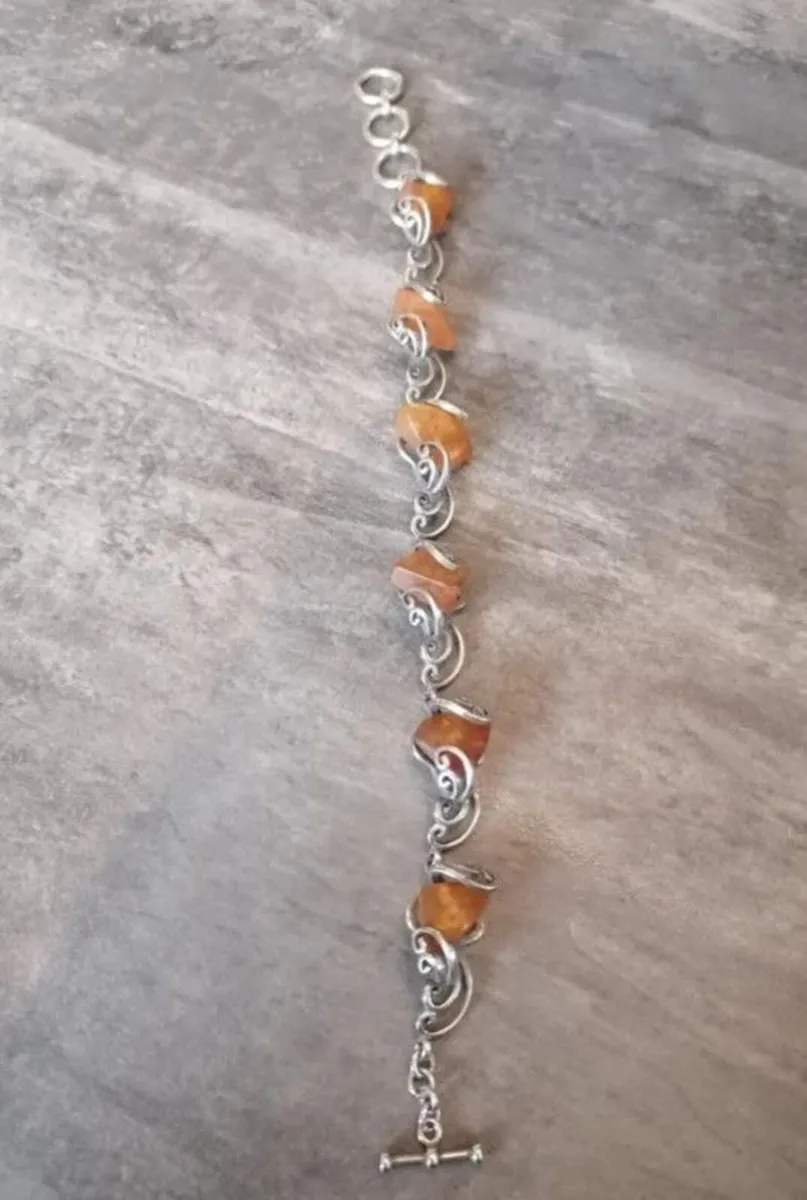 Sterling Silver Handcrafted Amber Bracelet - Image 3