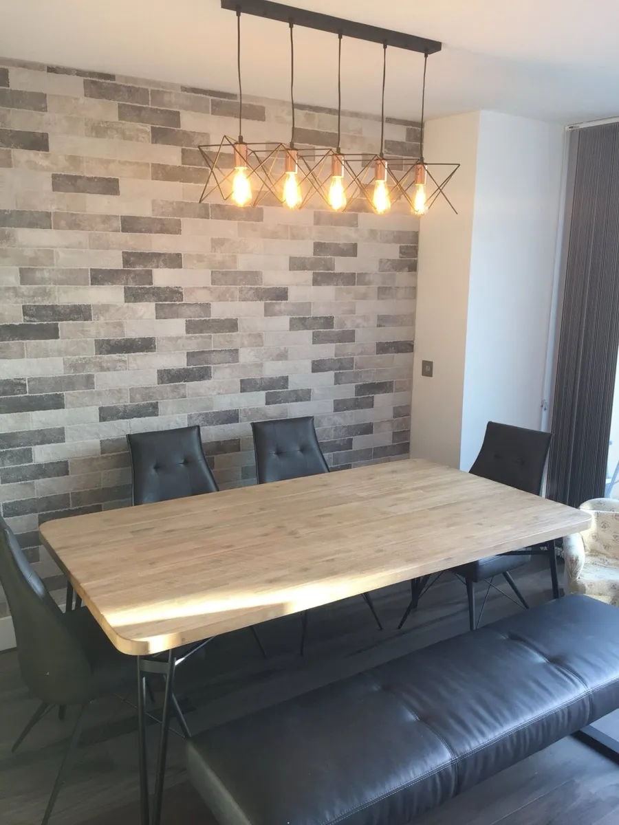 Dining room table and bench - Image 1