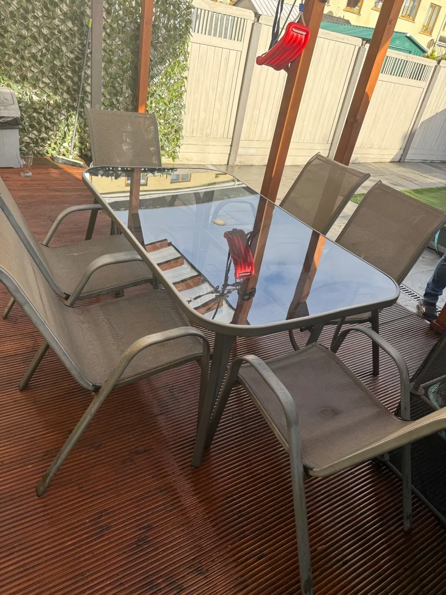 Garden dining table set with 6 chairs - Image 2