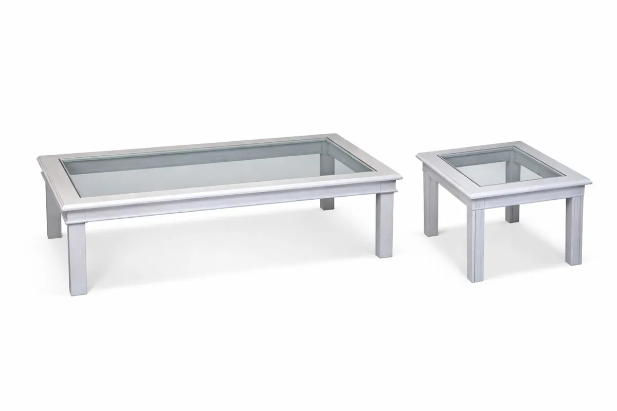 Coffee Table & Matching Side Table – Wood & Glass - Image 1