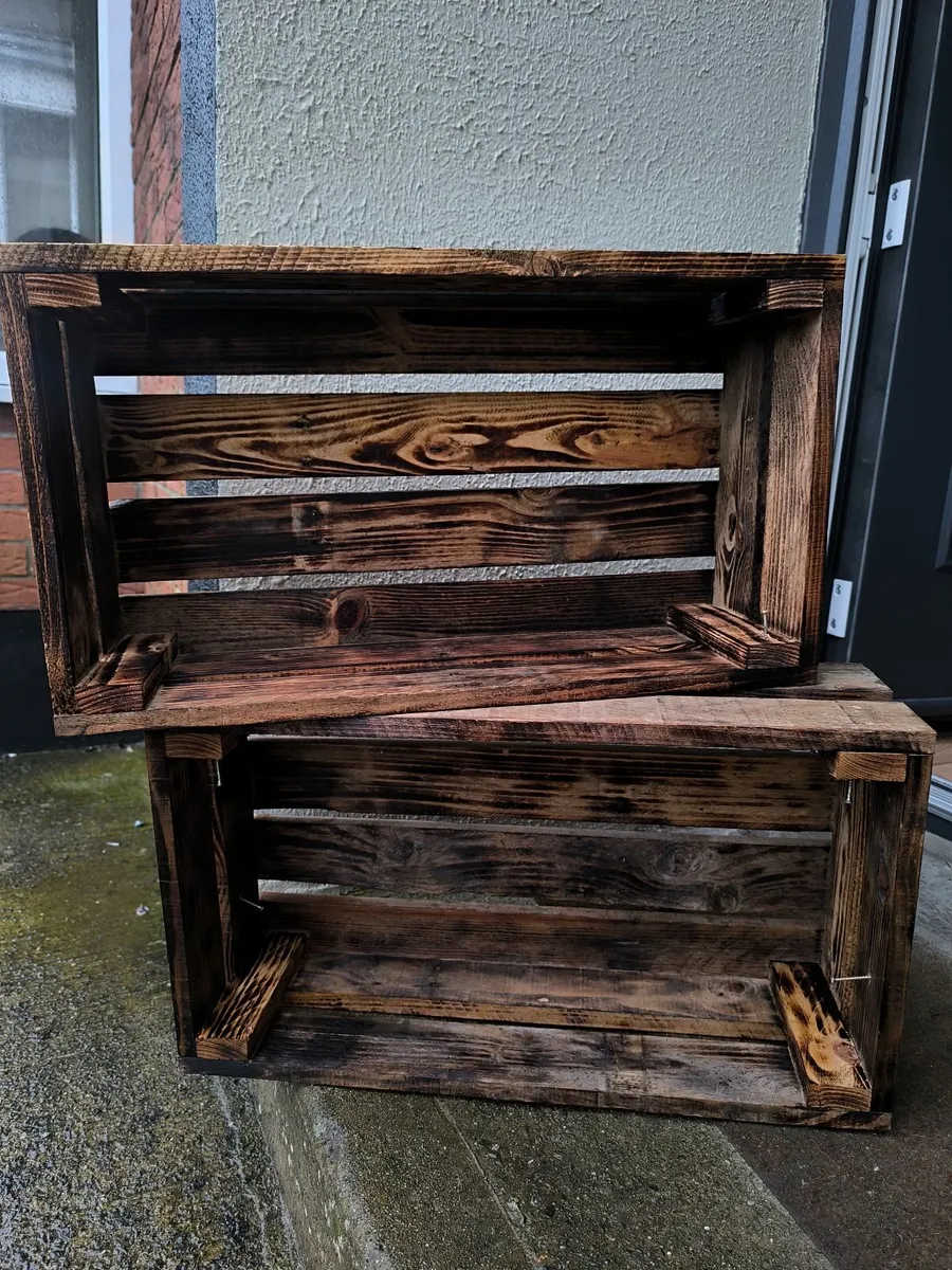 Rustic Torched Wooden Crates – €15 Each - Image 3