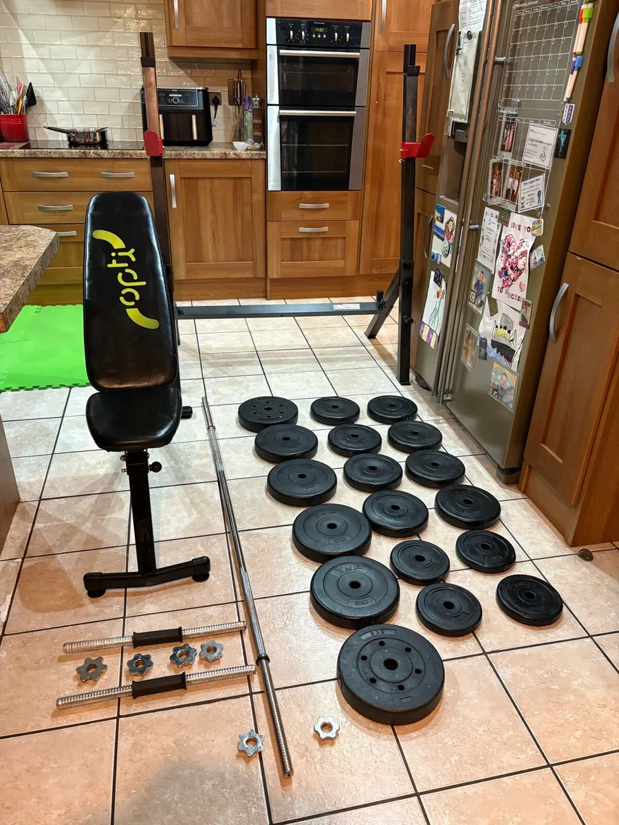 MULTI ANGLE GYM BENCH, SQUAT RACK, WEIGHTS, BARS! - Image 1