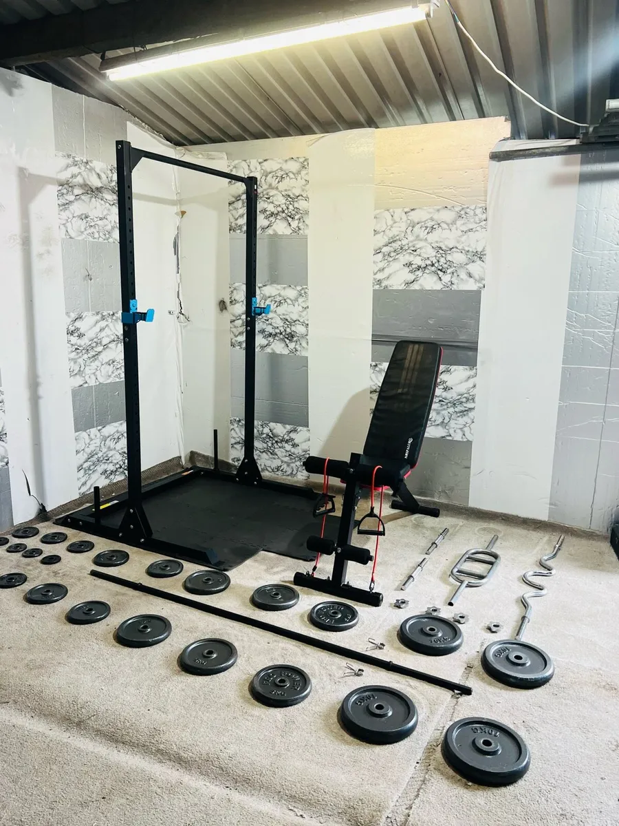 COMPLETE HOME GYM WEIGHTS RACK BAR DUMBBELLS 💪 - Image 2