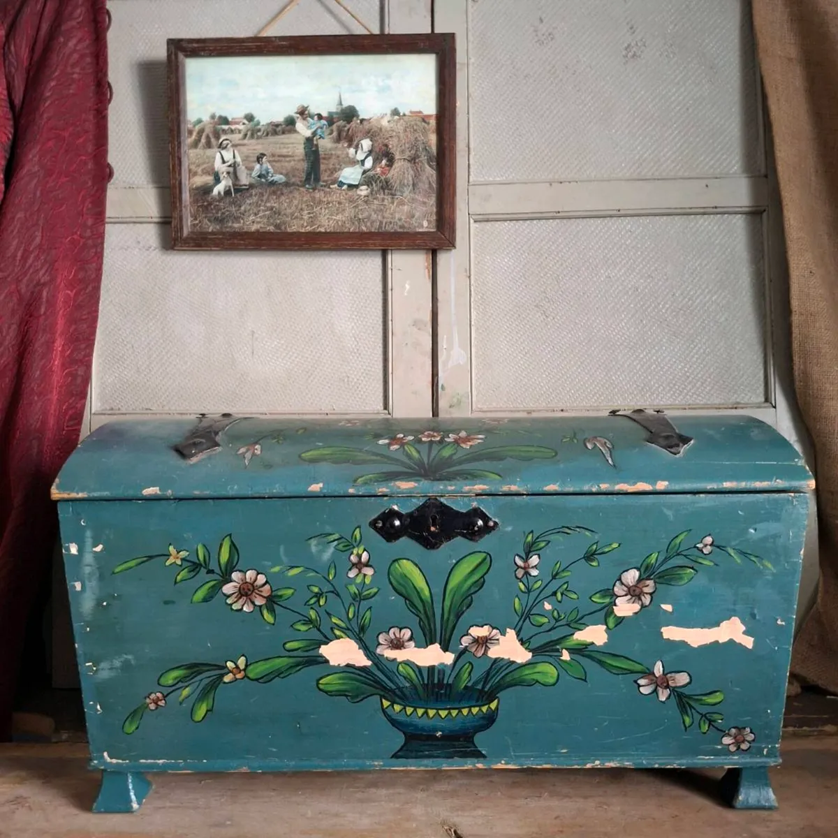 Antique Marriage Pine Chest - Image 1