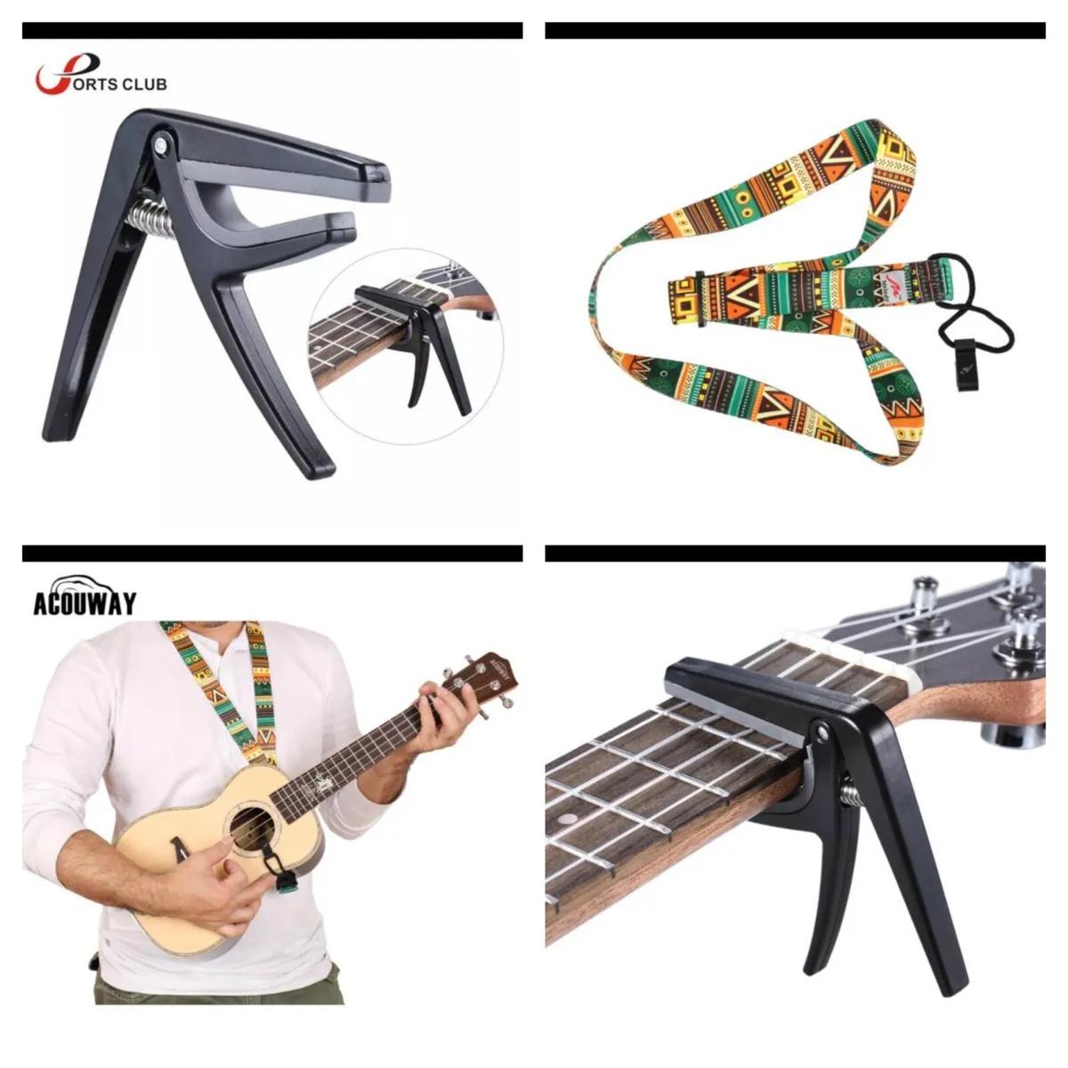 Ukulele Capo plus Strap - Image 1