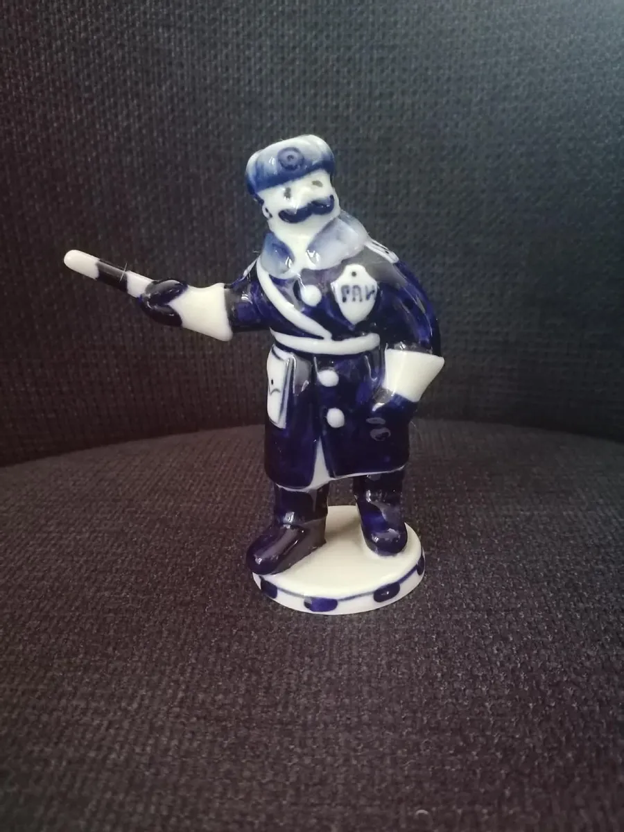 Gzhel Porcelain Russian Militiaman Figurine - Image 2