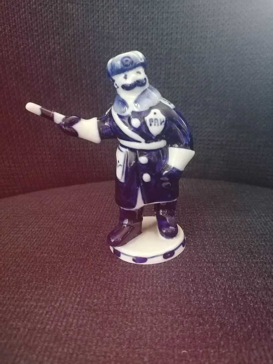 Gzhel Porcelain Russian Militiaman Figurine - Image 3