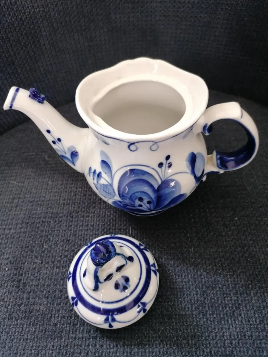 Gzhel Hand Painted Porcelain Decorative Teapot - Image 2