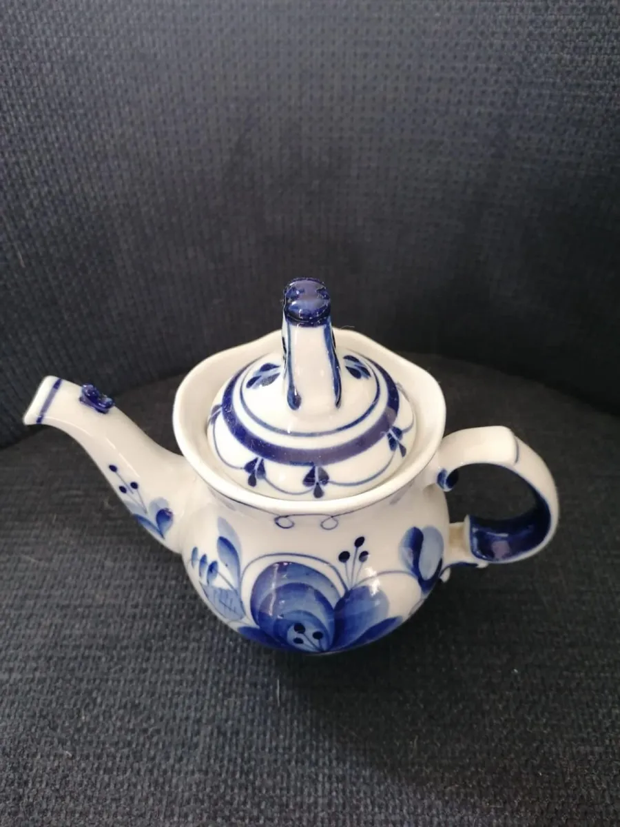 Gzhel Hand Painted Porcelain Decorative Teapot - Image 4