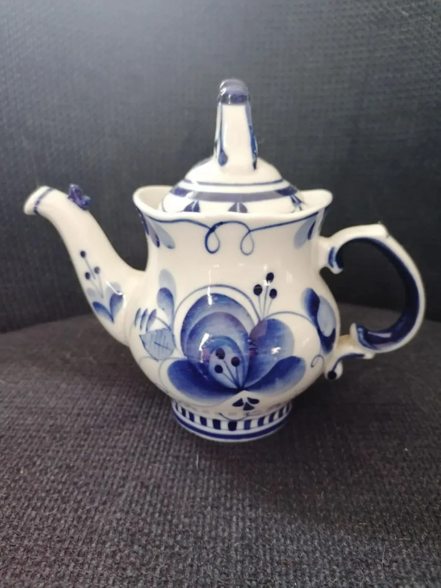Gzhel Hand Painted Porcelain Decorative Teapot - Image 1