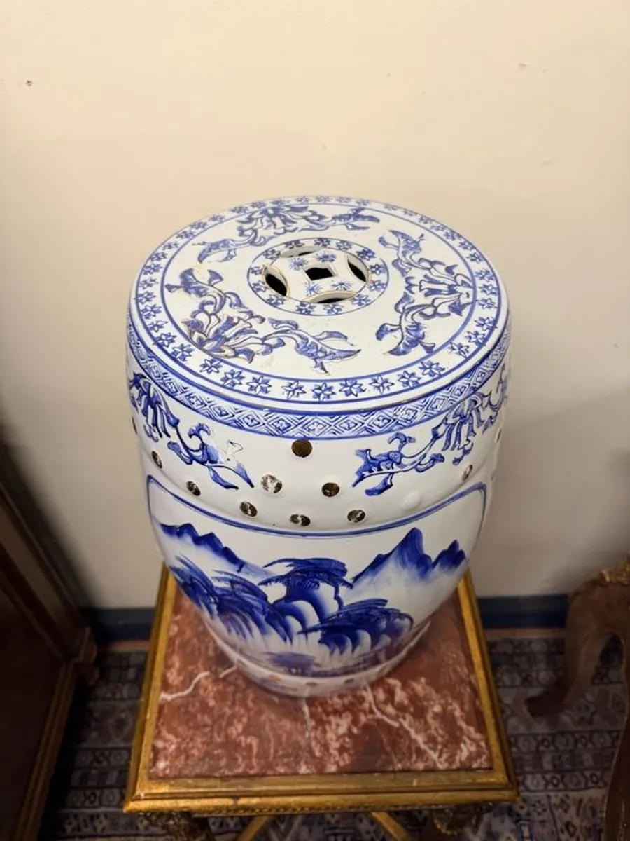 Vintage Chinese Porcelain Garden Stool Handpainted Ceramic - Image 2