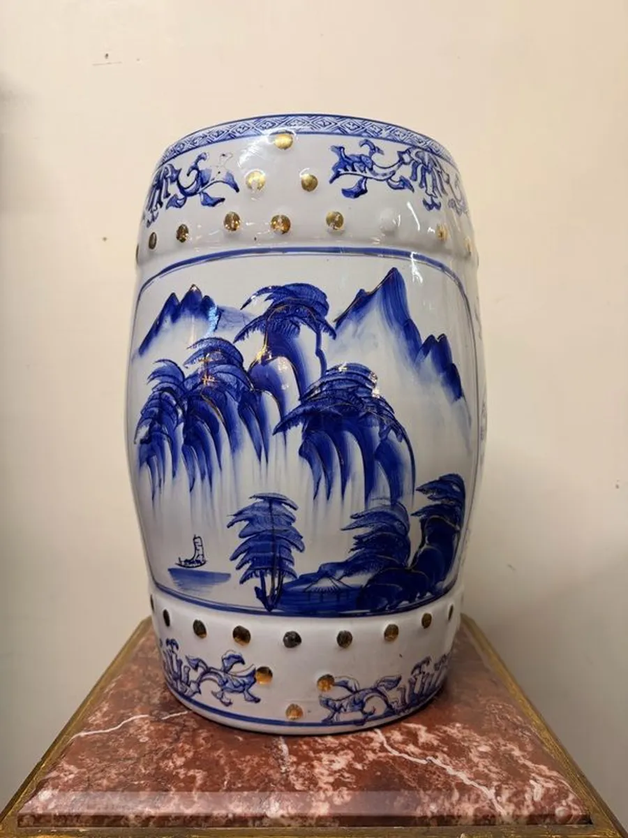 Vintage Chinese Porcelain Garden Stool Handpainted Ceramic - Image 3
