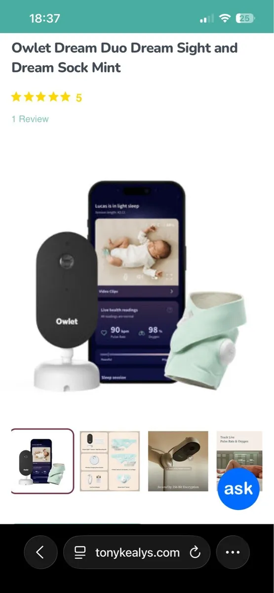 Owlet dream sock and camera bundle