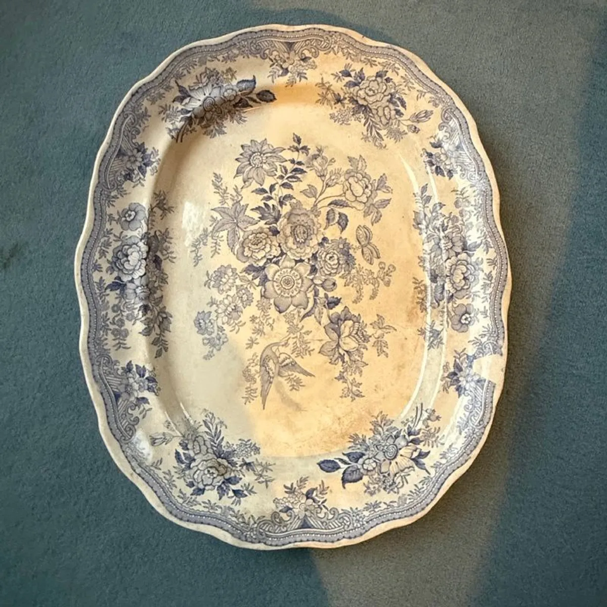 Antique blue & white transferware platters - Image 2