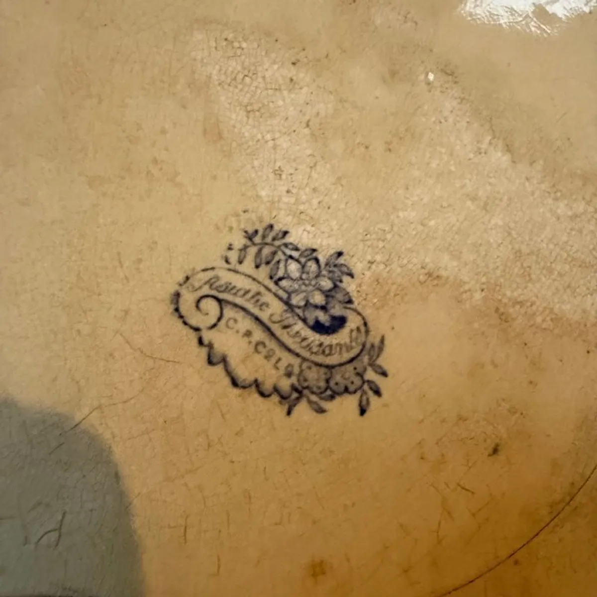 Antique blue & white transferware platters - Image 3