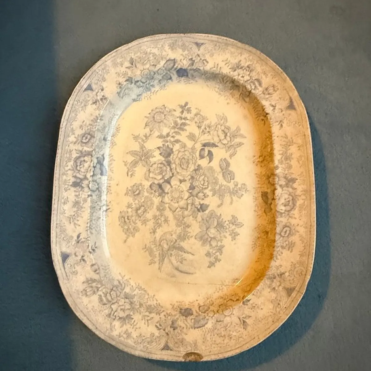 Antique blue & white transferware platters - Image 4
