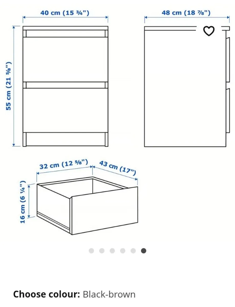 Malm Quality Bedside pair of lockers - Image 3