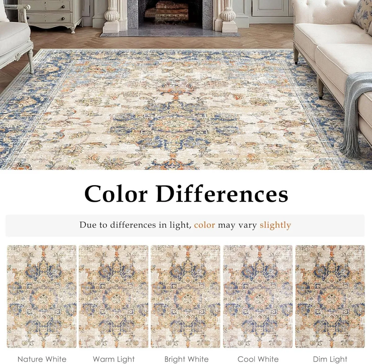 Blue Living Room Area Rug 180x270 cm Machine - Image 2