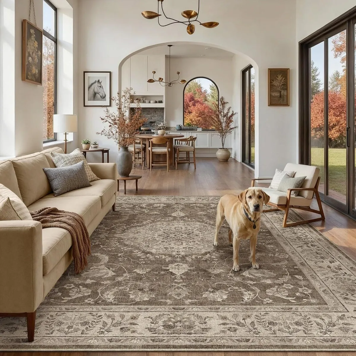 Brown Rugs Living Room 200x300cm Vintage Machine - Image 1