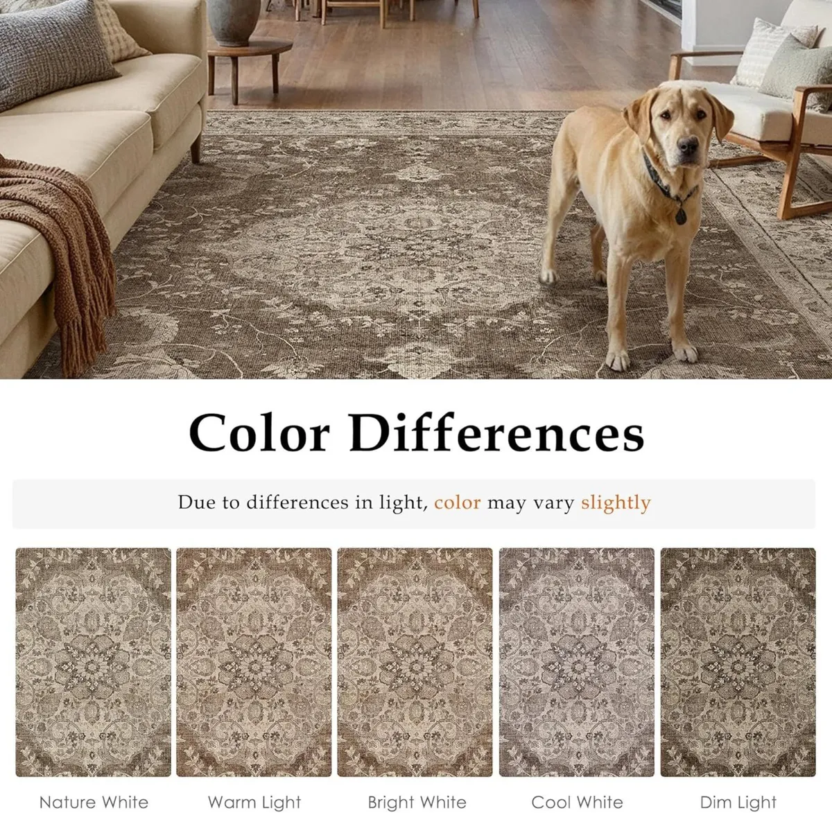 Brown Rugs Living Room 200x300cm Vintage Machine - Image 2