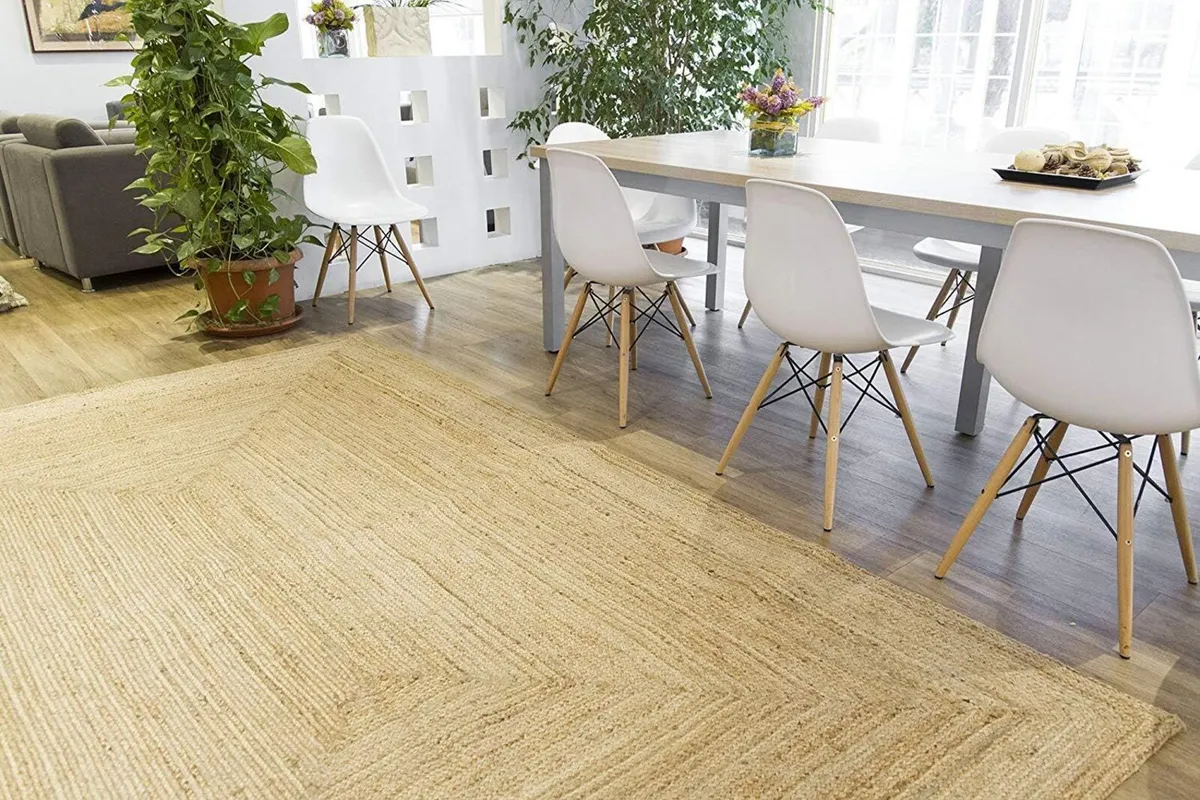 Handmade Jute Braided Area Rug- Rustic Vintage - Image 1