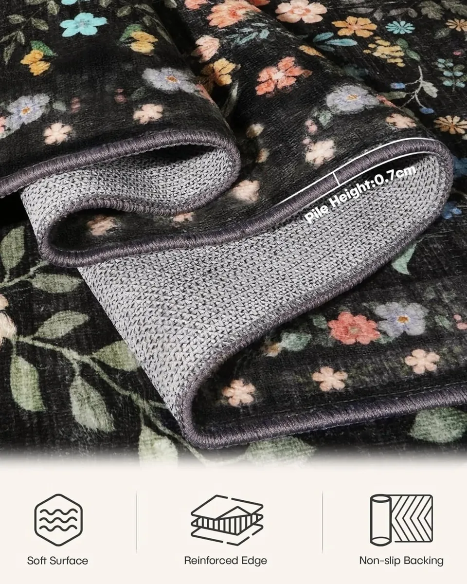 Floral Rugs for Living Room Boho Washable Area - Image 3