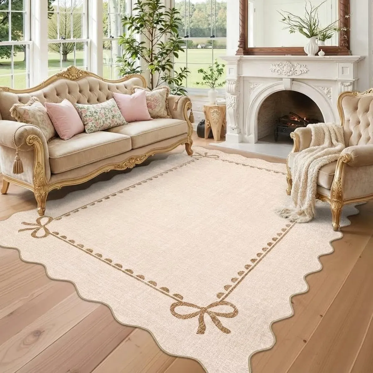 160 x 230 cm Modern Scalloped Rugs Living Room - Image 3
