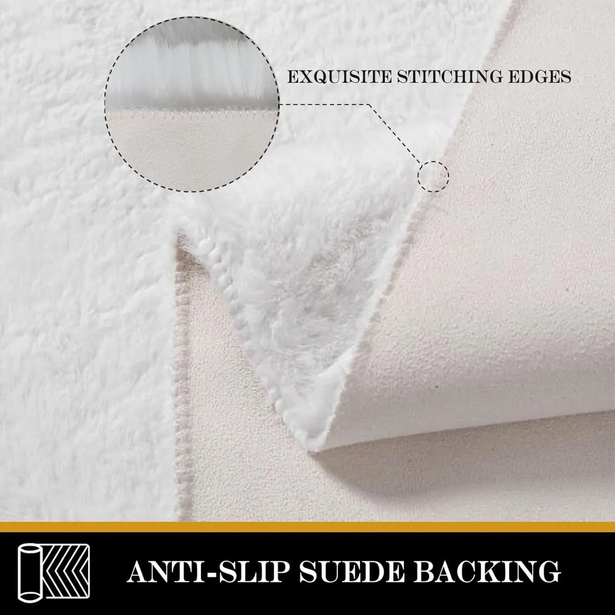 White Fluffy Rug Faux Fur 180 x 270cm Machine - Image 4