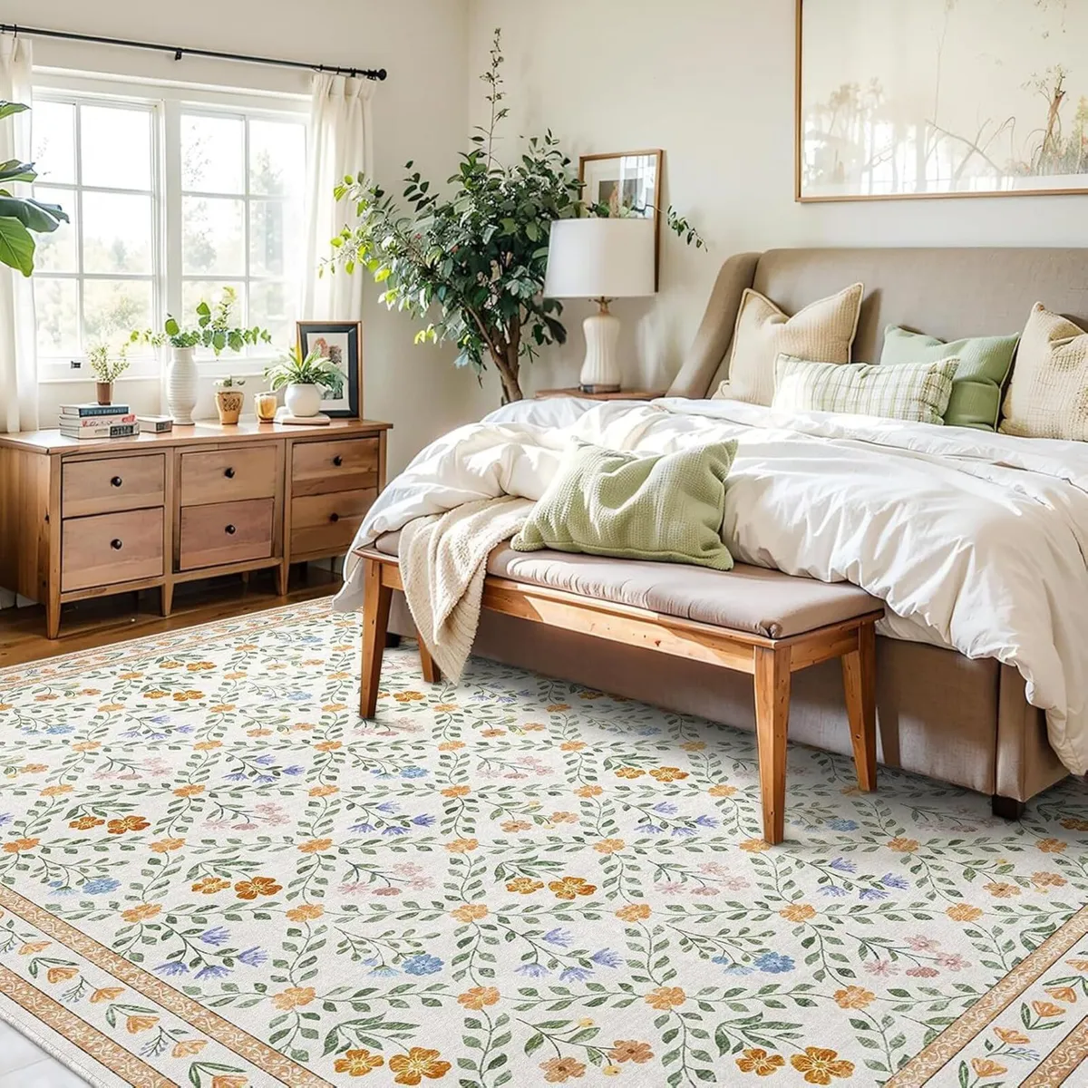 Floral Rugs for Living Room Boho Washable Area - Image 4