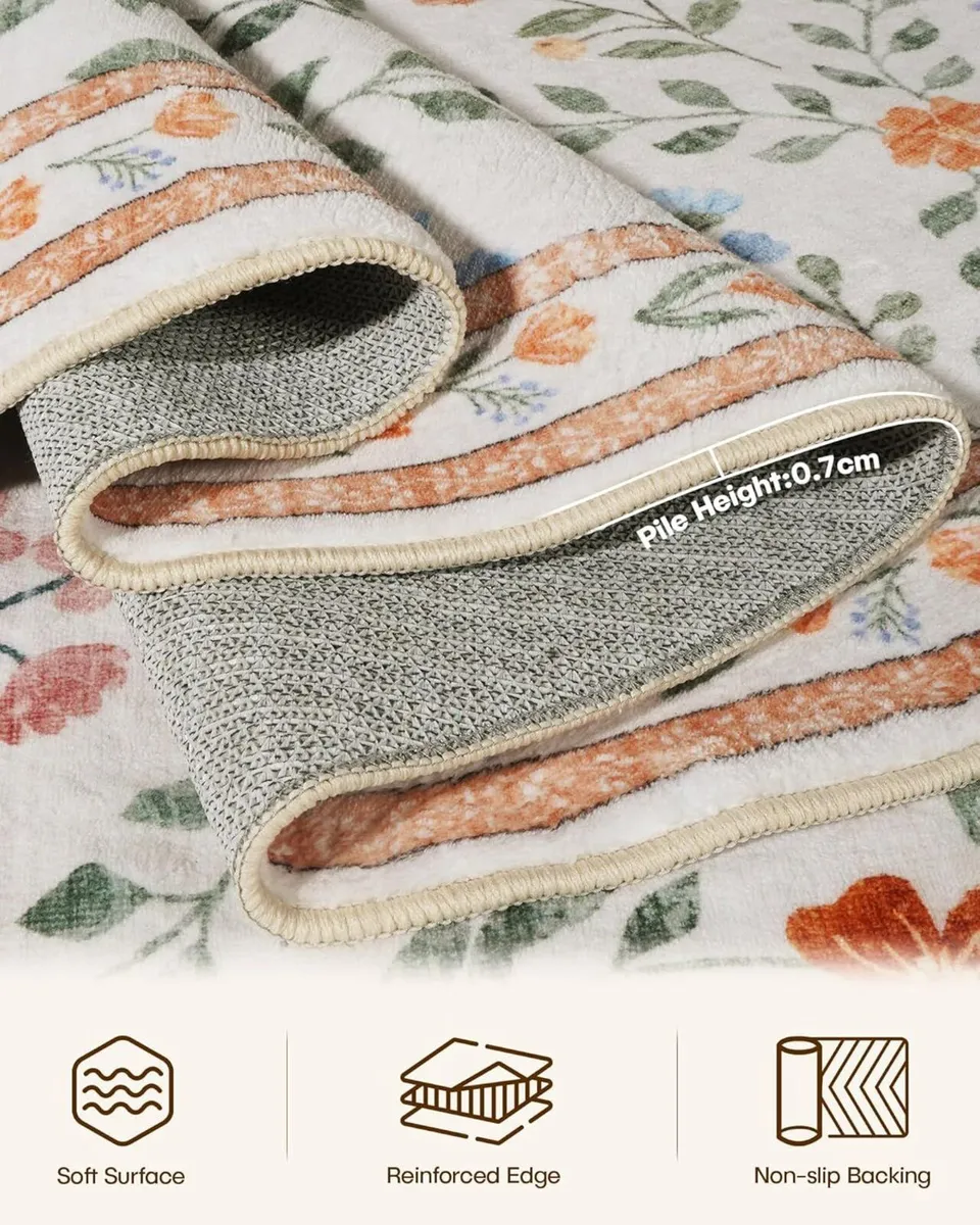 Floral Rugs for Living Room Boho Washable Area - Image 3