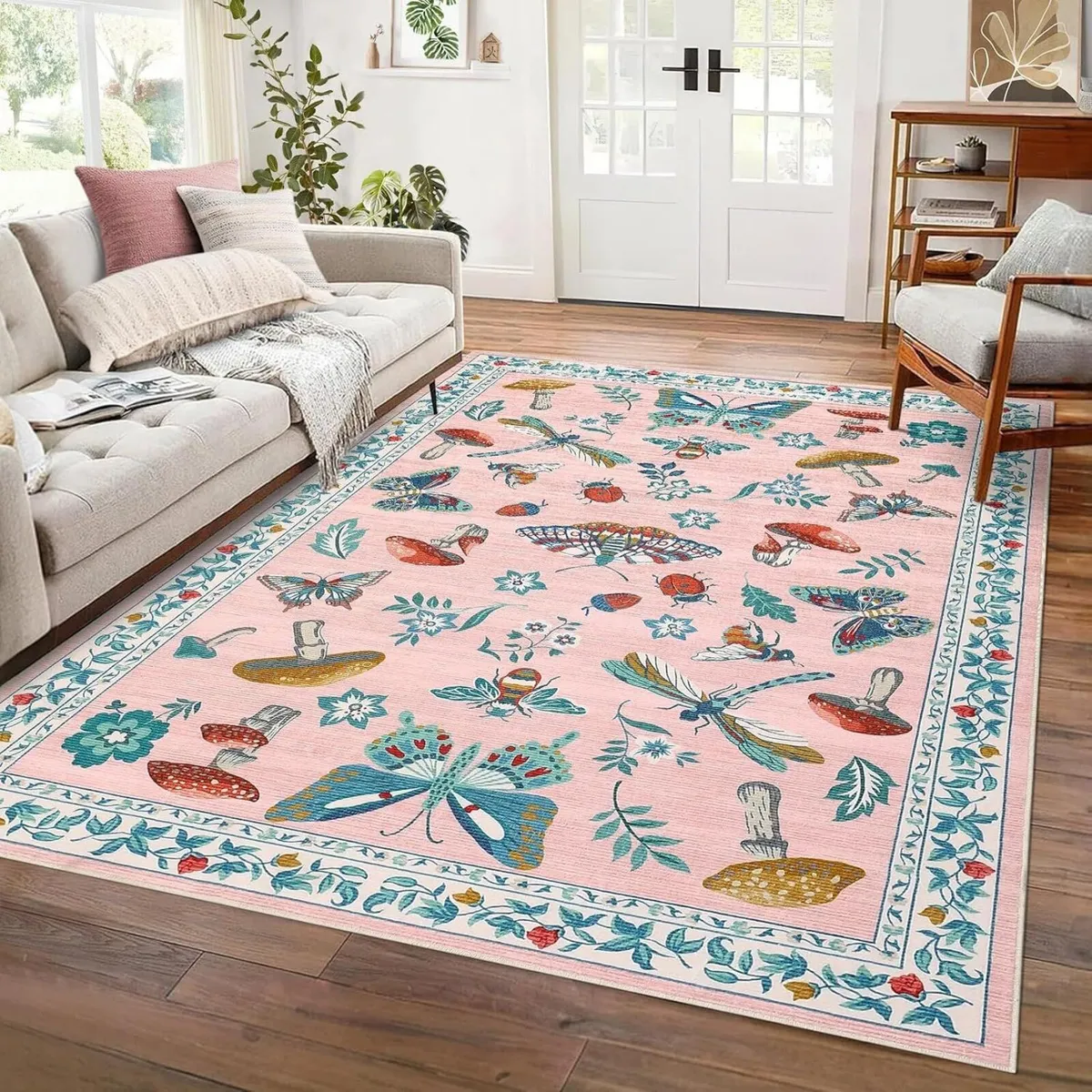 160x230 cm Mushroom Rug Living Room Washable - Image 1