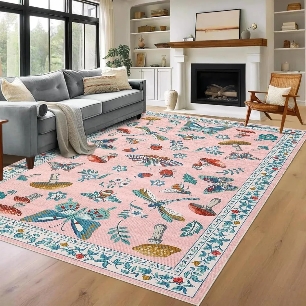160x230 cm Mushroom Rug Living Room Washable - Image 3