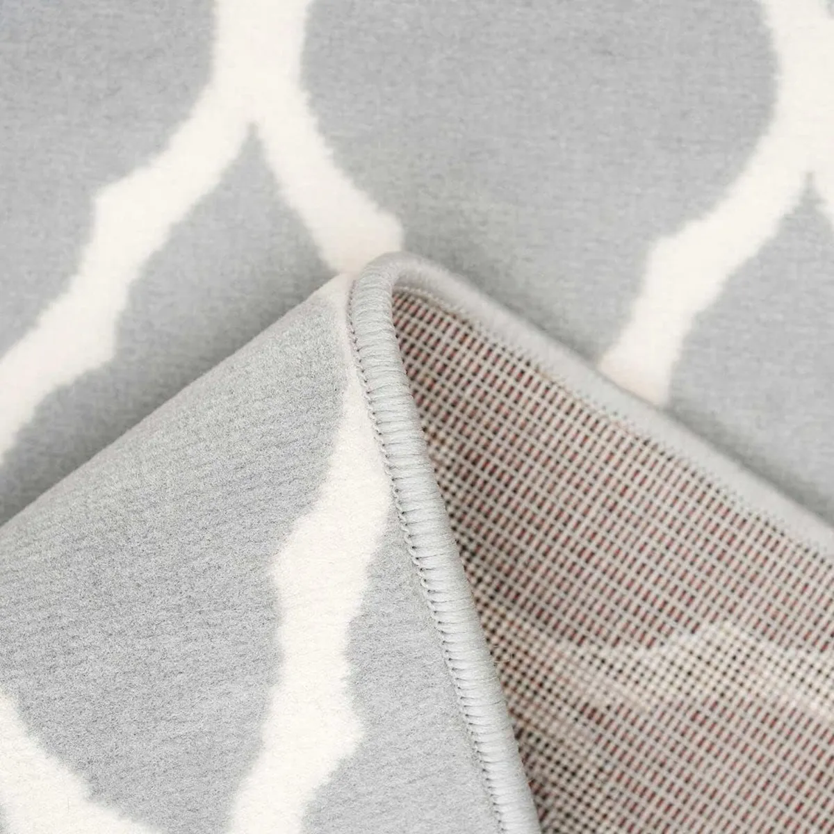 Traditional Classic Grey Trellis Area Rug White - Image 3