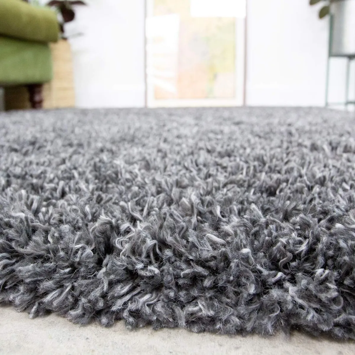 Slate Grey Thick Shaggy Rug Dark Affordable - Image 3