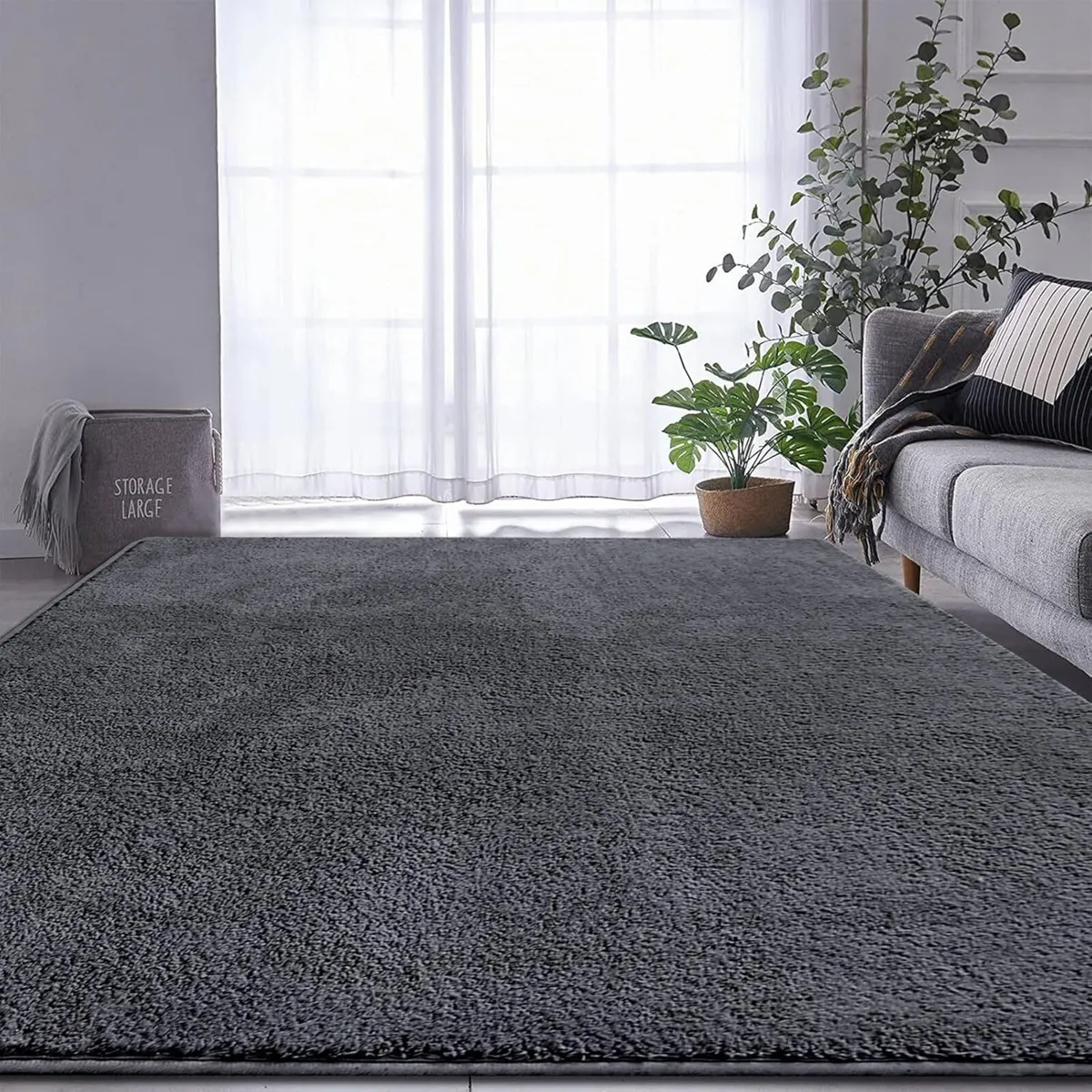 Rugs Living Room 160x230 cm Soft Fluffy Grey Rug - Image 2