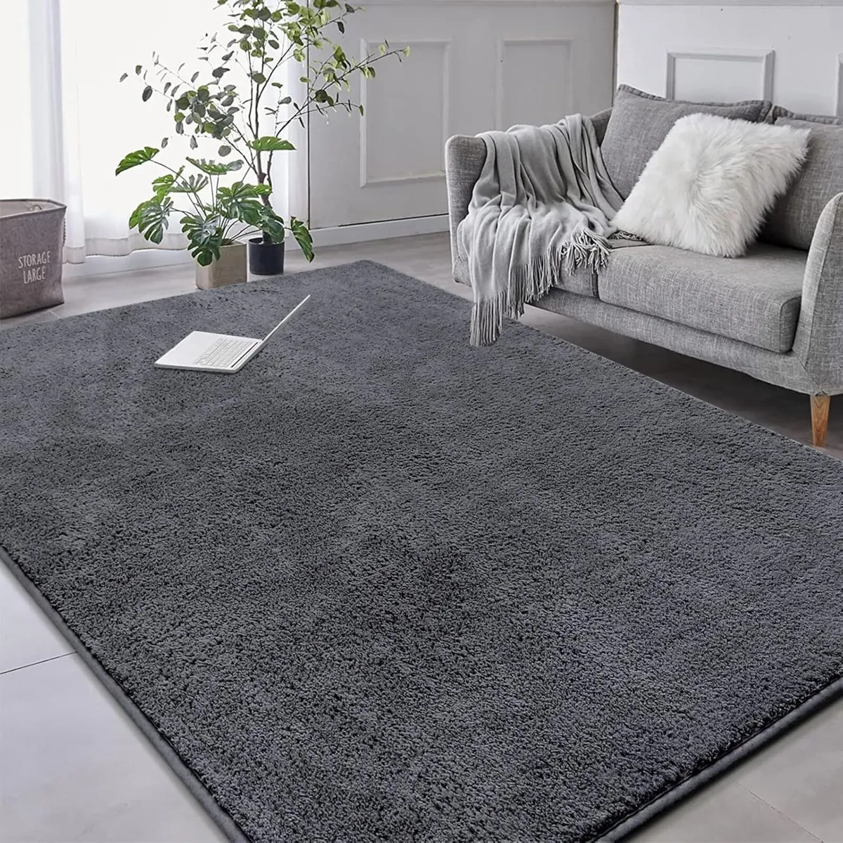 Rugs Living Room 160x230 cm Soft Fluffy Grey Rug - Image 1