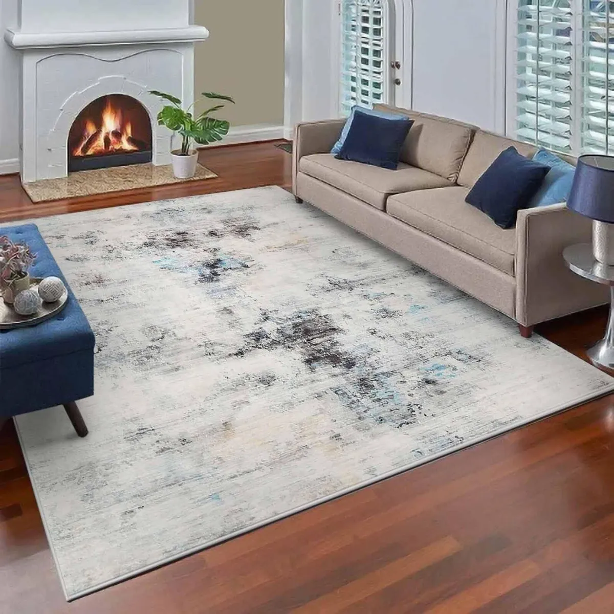 Area Rugs Abstract Rug Home Modern Chic Ink - Image 1