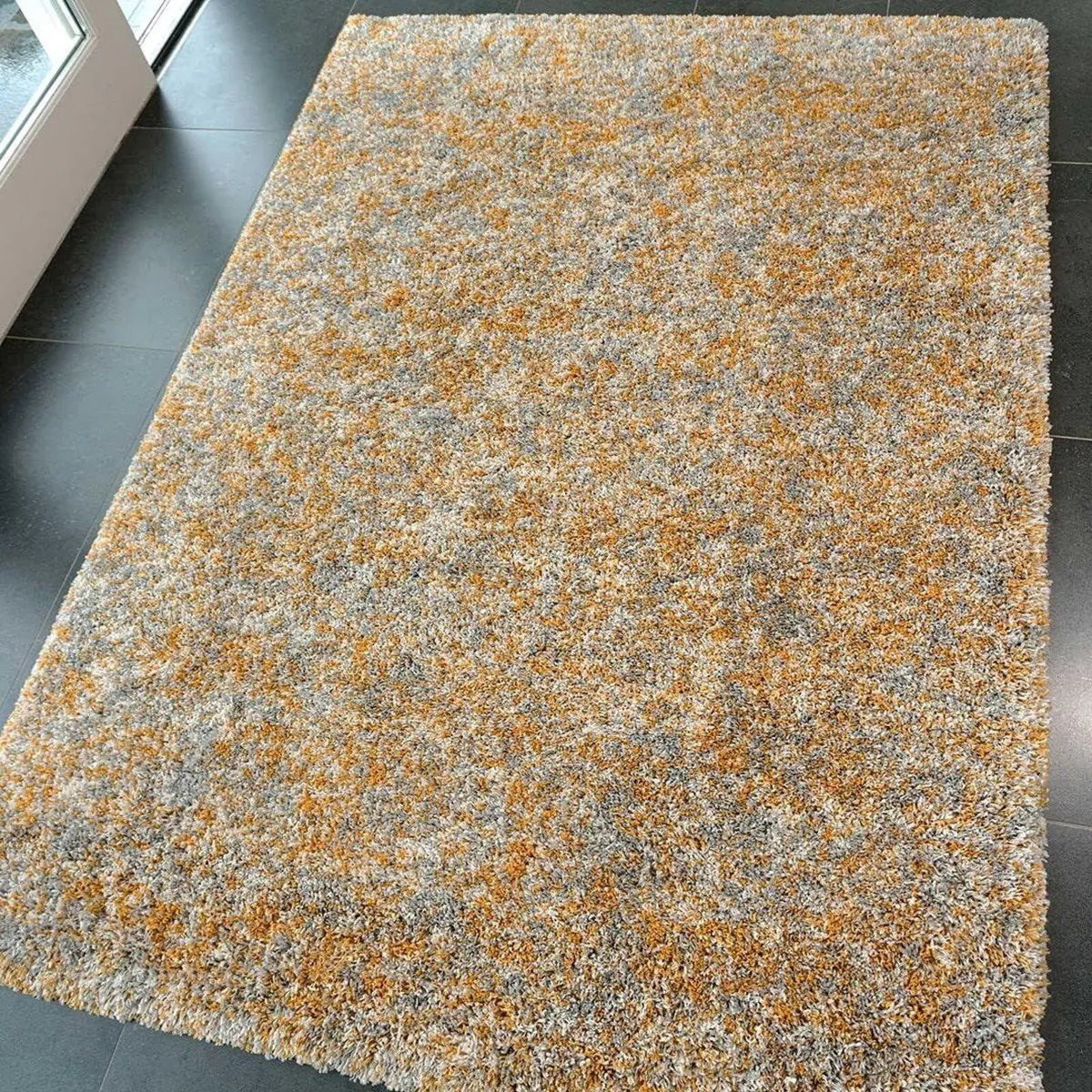Large Ochre Fluffy Shaggy Shag Carpet Rug - Image 1