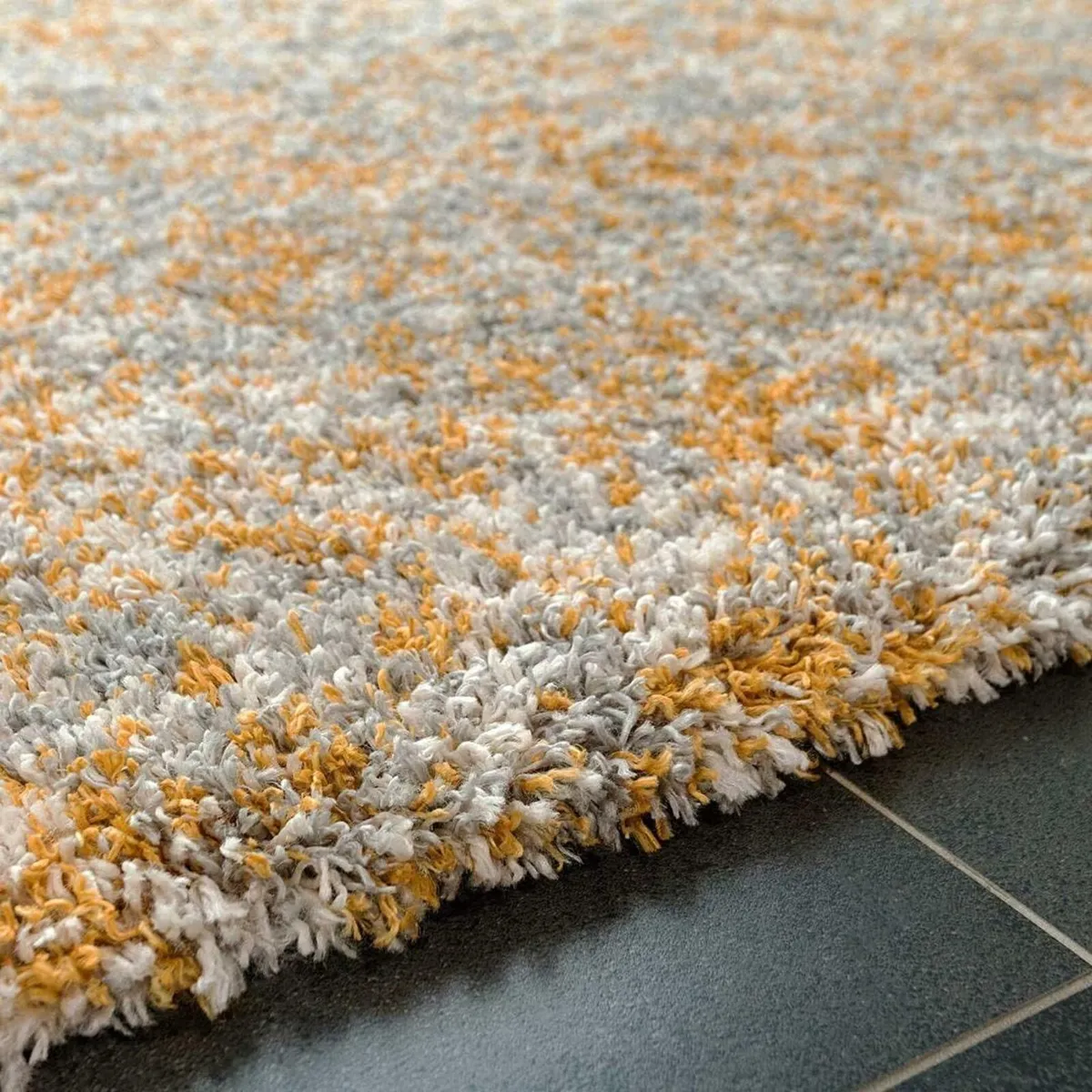 Large Ochre Fluffy Shaggy Shag Carpet Rug - Image 4