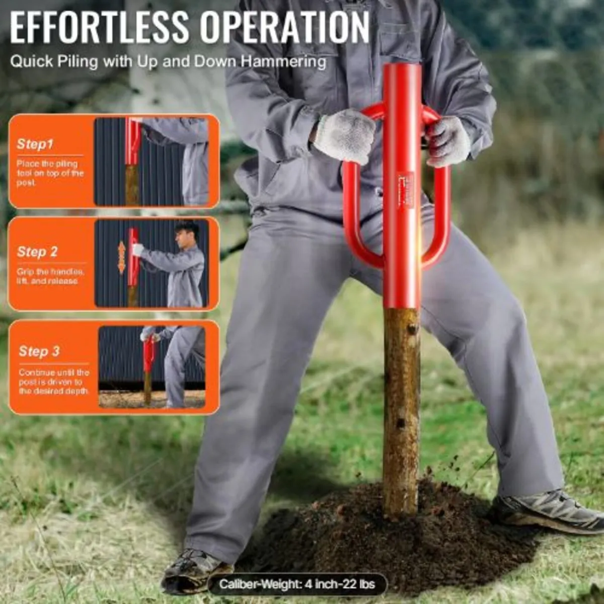 Fence Post Driver with Handles 10.4 cm Inner - Image 2