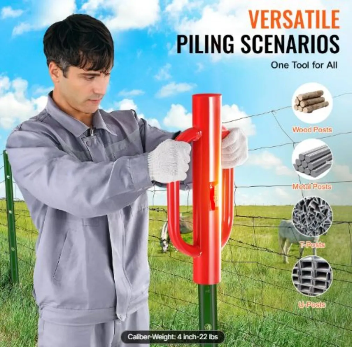 Fence Post Driver with Handles 10.4 cm Inner - Image 4