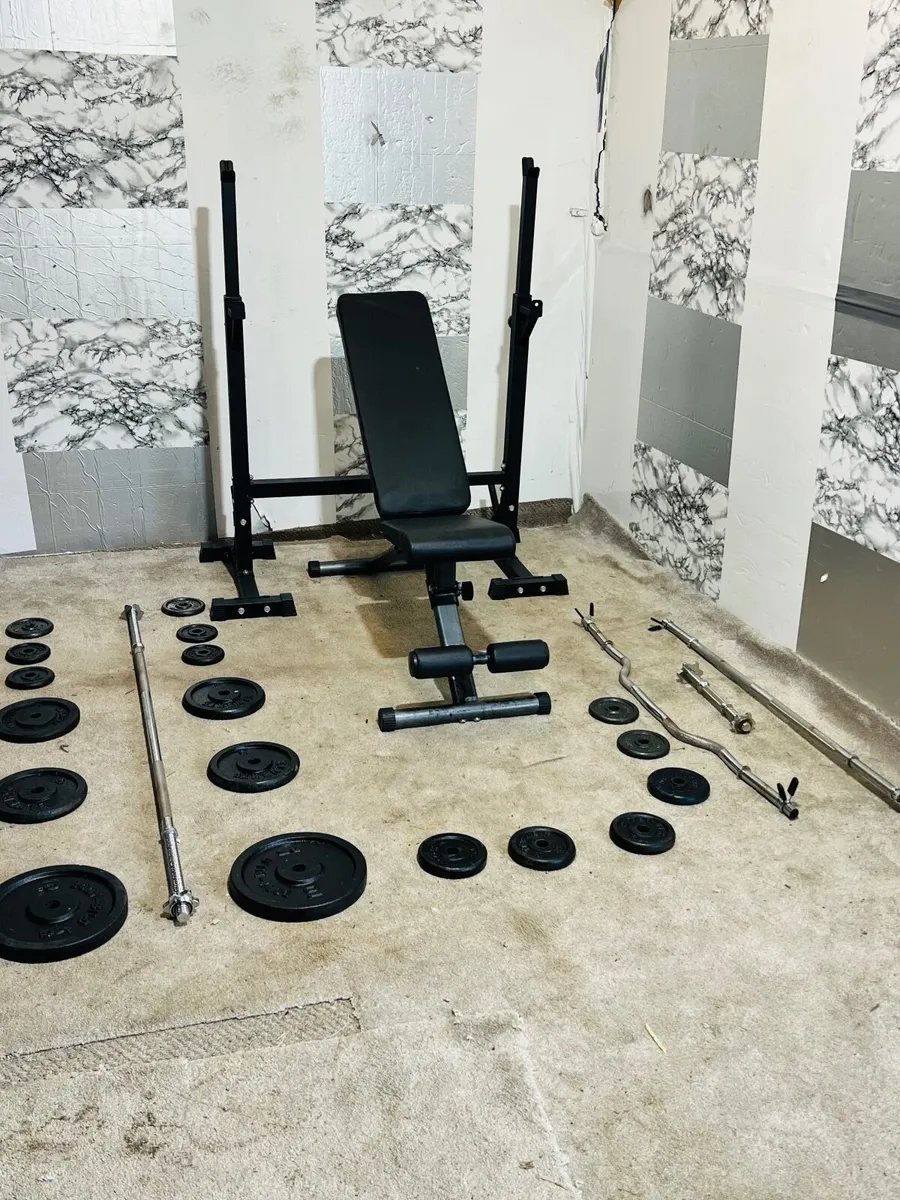 Cast iron weights barbells rack bench - Image 4