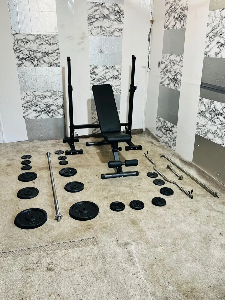 Cast iron weights barbells rack bench - Image 3