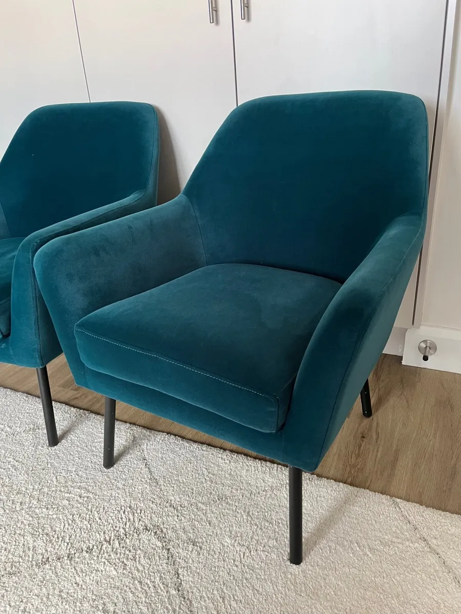 Marks & Spencer Freya Velvet Armchairs – Dark Teal - Image 2